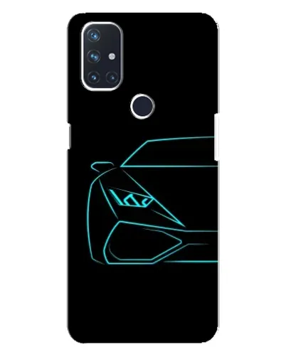 Чехол для OnePlus Nord N10 5G с картинкой «Голубой силуэт Lamborghini»