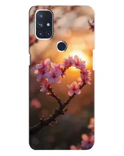 Чехол для OnePlus Nord N10 5G с картинкой «Розовый цвет сердце на фоне заката»