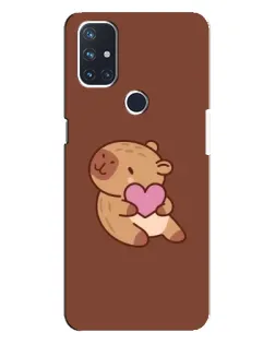 Чехол для OnePlus Nord N10 5G с картинкой «Капибара с сердцем»