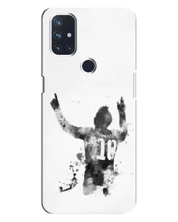 Чохол для OnePlus Nord N100 з картинкою «Чорно-білий силует Мессі»