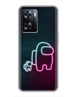 Чехол для OnePlus Nord N20 SE с картинкой «Among Us неон-арт»