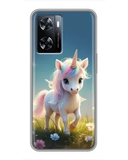 Чехол для OnePlus Nord N20 SE с картинкой «Единорог на поляне»
