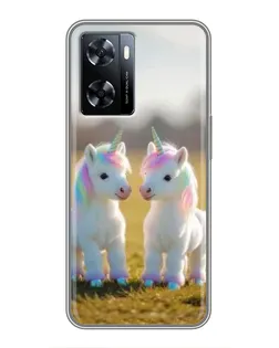Чехол для OnePlus Nord N20 SE с картинкой «Пара единорогов»
