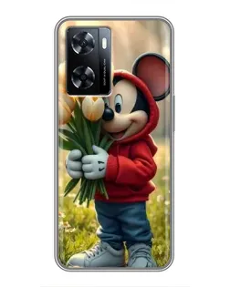 Чехол для OnePlus Nord N20 SE с картинкой «Микки с тюльпанами»