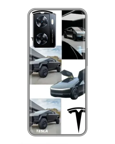 Чехол для OnePlus Nord N20 SE с картинкой «Коллаж Cybertruck Tesla»