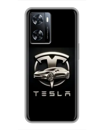 Чехол для OnePlus Nord N20 SE с картинкой «Tesla — серебристое авто»