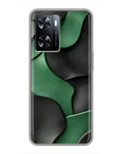 Чехол для OnePlus Nord N20 SE с картинкой «Зеленые кожаные волны»