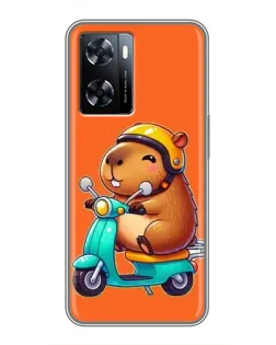 Чехол для OnePlus Nord N20 SE с картинкой «Капибара на скутере»
