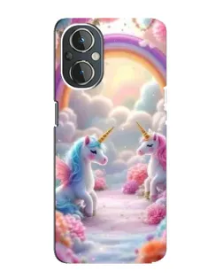 Чехол для OnePlus Nord N20 с картинкой «Радуга и единороги»