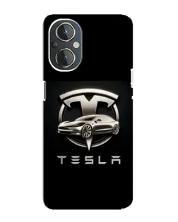 Чехол для OnePlus Nord N20 с картинкой «Tesla — серебристое авто»