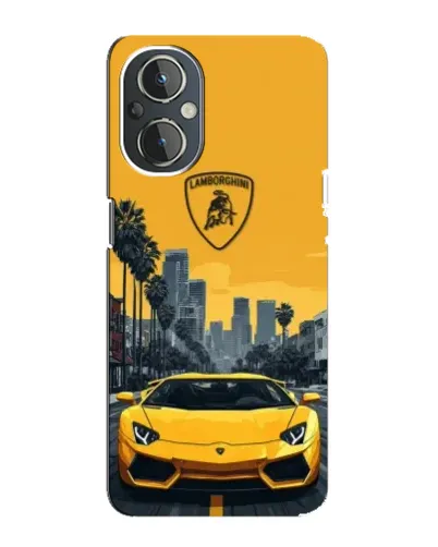 Чехол для OnePlus Nord N20 с картинкой «Желтый Lamborghini город»