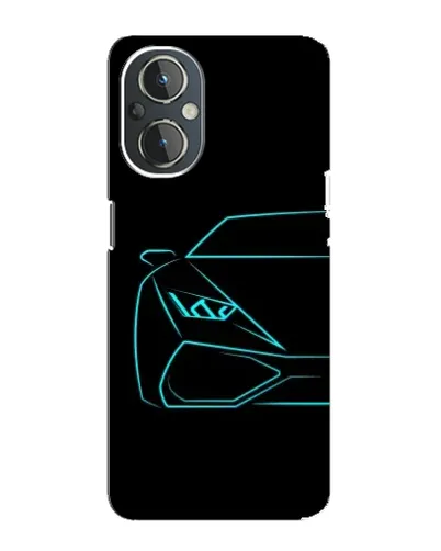 Чехол для OnePlus Nord N20 с картинкой «Голубой силуэт Lamborghini»