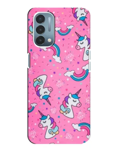 Чехол для OnePlus Nord N200 5G (DE211) с картинкой «Unicorn паттерн розовый»