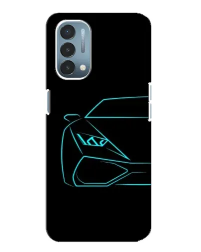 Чехол для OnePlus Nord N200 5G (DE211) с картинкой «Голубой силуэт Lamborghini»