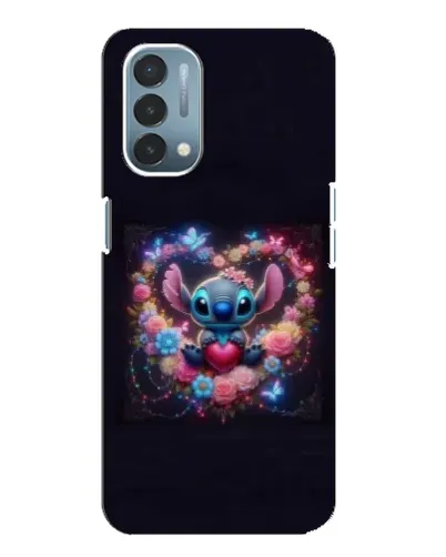 Чехол для OnePlus Nord N200 5G (DE211) с картинкой «Stitch в цветах»