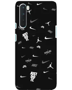 Чехол для OnePlus Nord с картинкой «Nike Black Pattern»