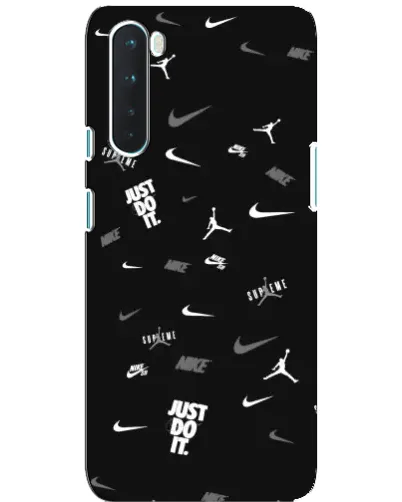 Чехол для OnePlus Nord с картинкой «Nike Black Pattern»