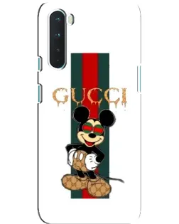 Чехол для OnePlus Nord с картинкой «Микки Маус Gucci — полосы»
