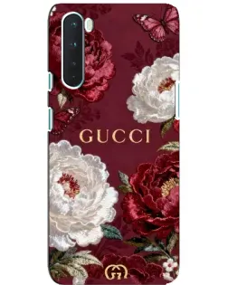 Чехол для OnePlus Nord с картинкой «Gucci — бордовые розы»