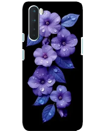 Чохол для OnePlus Nord з картинкою «Фіолетові квіти з росою»