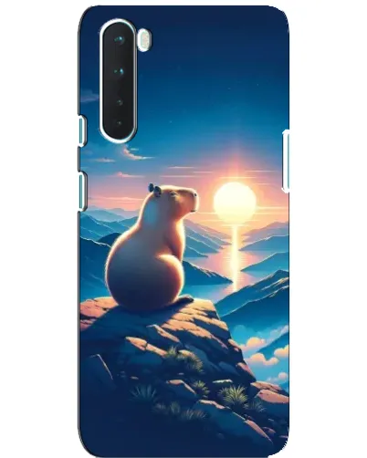 Чохол для OnePlus Nord з картинкою «Захід сонця з капібарою»