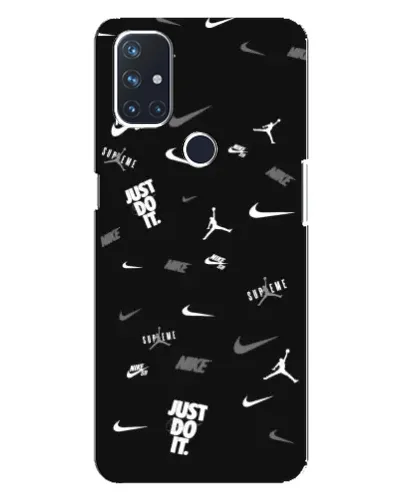 Чехол для OnePlus Nord 10 5G с картинкой «Nike Black Pattern»