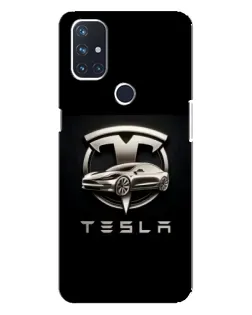 Чохол для OnePlus Nord 10 5G з картинкою «Tesla — срібне авто»
