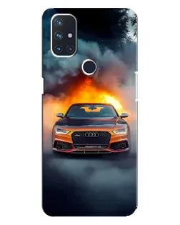 Чохол для OnePlus Nord 10 5G з картинкою «Audi у вогняному диму»