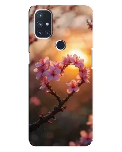 Чехол для OnePlus Nord 10 5G с картинкой «Розовый цвет сердце на фоне заката»