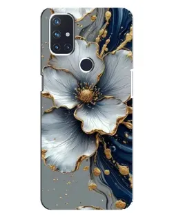 Чехол для OnePlus Nord 10 5G с картинкой «Белый цветок и золотой флюид»