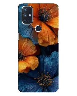 Чехол для OnePlus Nord 10 5G с картинкой «Яркая сине-оранжевая флора»