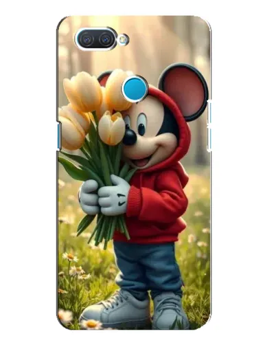 Чехол для OPPO A12 с картинкой «Микки с тюльпанами»