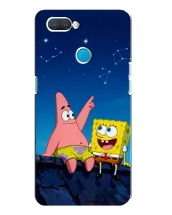 Чехол для OPPO A12 с картинкой «Губка Боб и Патрик ночью»