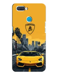 Чехол для OPPO A12 с картинкой «Желтый Lamborghini город»
