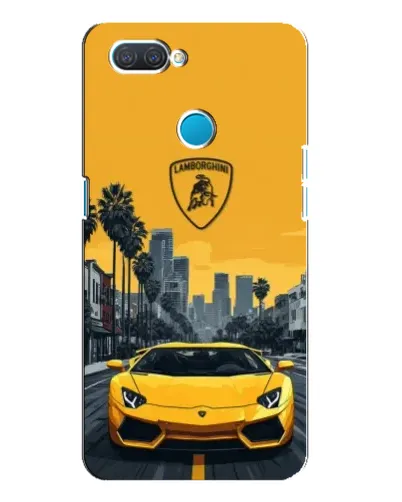 Чехол для OPPO A12 с картинкой «Желтый Lamborghini город»