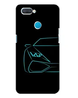 Чехол для OPPO A12 с картинкой «Голубой силуэт Lamborghini»