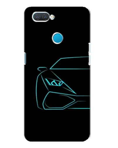 Чехол для OPPO A12 с картинкой «Голубой силуэт Lamborghini»