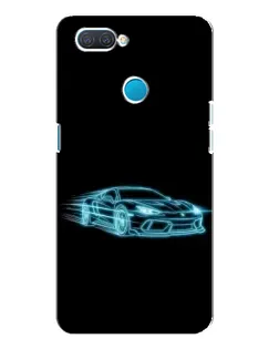 Чехол для OPPO A12 с картинкой «Неоновый контур Lamborghini»
