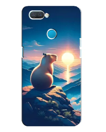 Чехол для OPPO A12 с картинкой «Закат солнца с капибарой»