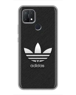 Чехол для OPPO A15 с картинкой «Adidas Карбоновая текстура»