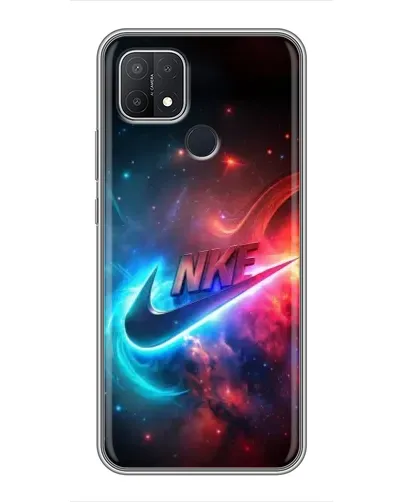 Чехол для OPPO A15 с картинкой «Огненный логотип Nike»