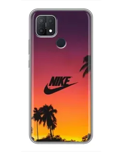 Чехол для OPPO A15 с картинкой «Nike на закате солнца»