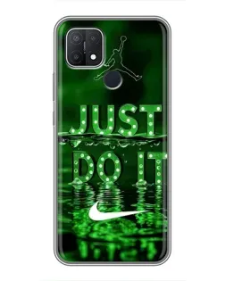 Чехол для OPPO A15 с картинкой «Зеленый неоновый Nike»