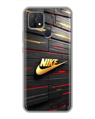 Чехол для OPPO A15 с картинкой «Золотой Nike на металле»