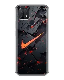 Чехол для OPPO A15 с картинкой «Nike — эффект разломов»