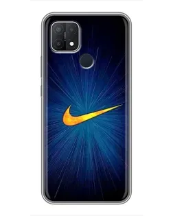 Чехол для OPPO A15 с картинкой «Синий пульс Nike» Чехол для OPPO A15 с картинкой «Синий пульс Nike»