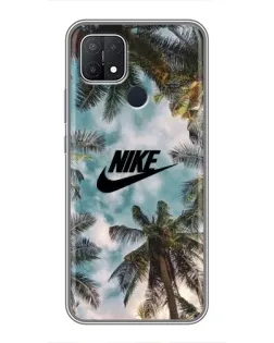 Чехол для OPPO A15 с картинкой «Тропический принт Nike» Чехол для OPPO A15 с картинкой «Тропический принт Nike»