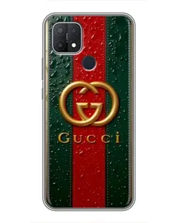 Чохол для OPPO A15 з картинкою «Gucci — фірмова смуга та золото»