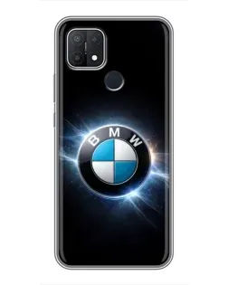 Чехол для OPPO A15 с картинкой «BMW — неоновое сияние»