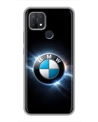 Чехол для OPPO A15 с картинкой «BMW — неоновое сияние»